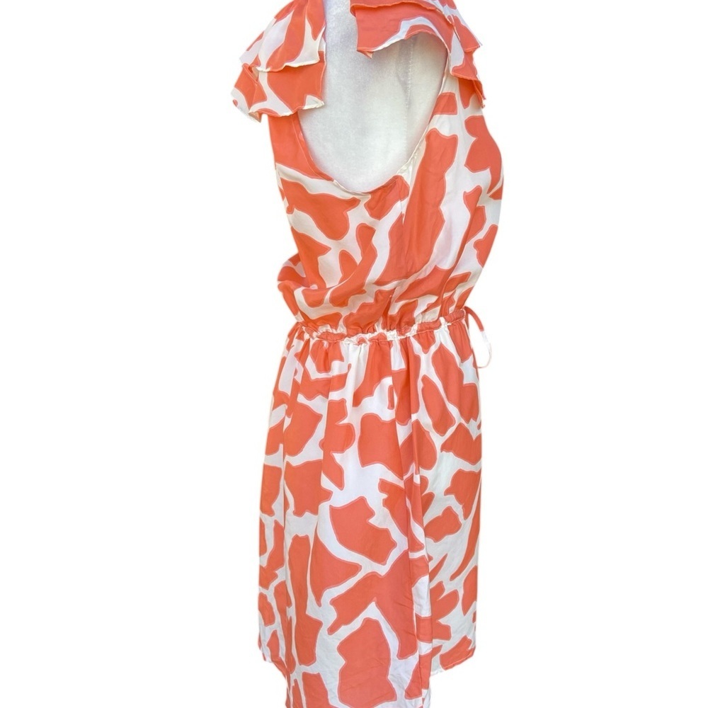Ann Taylor Giraffe Print Sleeveless Ruffle Sleeve 100% Silk Dress Size 2P Spring - Picture 7 of 12